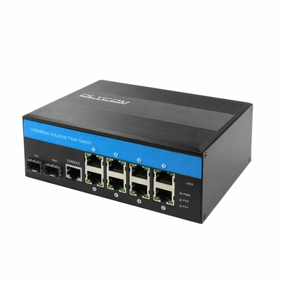গুণ  Industrial Gigabit Ethernet L2 Managed Switch 8 X Gigabit Ports 2 X SFP Slots DIN-Rail Mount IP40 with Vlan Qos LACP STP কারখানা
