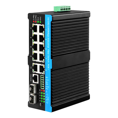 গুণ  Black Case 8 Port Managed POE Af/At/Bt Industrial Ethernet Switch With 2 Combo Ports কারখানা