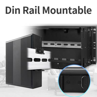 DC48V POE ইন্ডাস্ট্রিয়াল মিডিয়া কনভার্টার 100/1000M অটো-সেন্সিং 2 পোর্ট PSE 15.4W 30W
