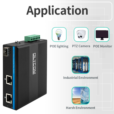 গিগাবিট 30W 60W PoE সুইচ এক্সটেন্ডার ইন্ডাস্ট্রিয়াল গ্রেড SFP ফাইবার Unmanaged DC48V