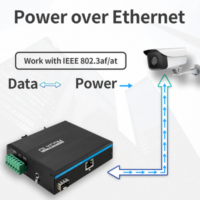 30W ইন্ডাস্ট্রিয়াল PoE মিডিয়া কনভার্টার 100M/1000M এসএফপি স্লট অনিয়ন্ত্রিত গিগাবিট ইথারনেট
