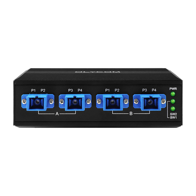 4 পোর্ট অপটিক্যাল বাইপাস সুইচ SC/UPC CONNECTOR SIMPLEX 1310/1550NM DC24V DIN MOUNTED