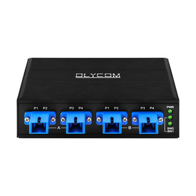 ৪ পোর্ট অপটিক্যাল বাইপাস সুইচ SC/UPC সংযোগকারী সিমপ্লেক্স ১৩১০/১৫৫০এনএম ডিসি২৪ভি ডিআইএন রেল সিই