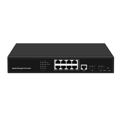 8 পোর্ট PoE Vlan পরিচালিত গিগাবিট ফাইবার সুইচ রিয়েলটেক চিপ 120W বাজেট এসি ইনপুট
