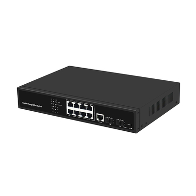 8 পোর্ট PoE Vlan পরিচালিত গিগাবিট ফাইবার সুইচ রিয়েলটেক চিপ 120W বাজেট এসি ইনপুট