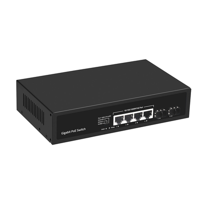 4 পোর্ট গিগাবিট পিওই স্যুইচ 60W বাজেট এসএফপি ফাইবার 250 মিটার এক্সটেনশন সহ ভিএলএএন পরিচালিত নয়