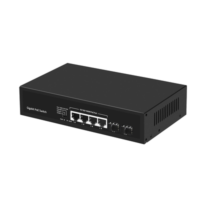 4 পোর্ট গিগাবিট পিওই স্যুইচ 60W বাজেট এসএফপি ফাইবার 250 মিটার এক্সটেনশন সহ ভিএলএএন পরিচালিত নয়