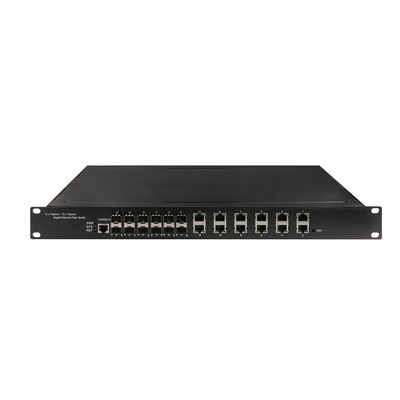 শিল্প পরিচালিত POE সুইচ 12 RJ45 12 SFP L2 পরিচালিত র্যাক মাউন্টেড 340W POE বাজেট সিসিটিভি পর্যবেক্ষণের জন্য