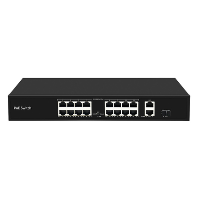 16 পোর্ট 250-মিটার PoE সুইচ PoE Af/At 10/100M সমর্থন VLAN মোড 300W বাজেট