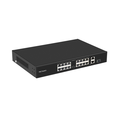 16 পোর্ট 250-মিটার PoE সুইচ PoE Af/At 10/100M সমর্থন VLAN মোড 300W বাজেট