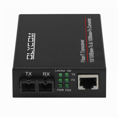 10/100mbps অপটিক্যাল ফাইবার মিডিয়া ট্রান্সিভার 1310nm মিডিয়া কনভার্টার এমএম 2km