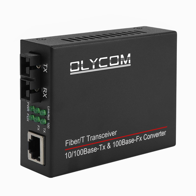 10/100mbps অপটিক্যাল ফাইবার মিডিয়া ট্রান্সিভার 1310nm মিডিয়া কনভার্টার এমএম 2km