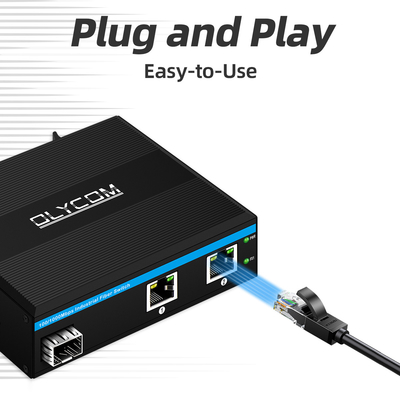 মিনি ডিন রেল ইথারনেট ফাইবার সুইচ 100/1000M 60W POE বাজেট DC48V অপরিচালিত