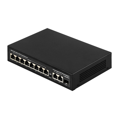 120W অপরিচালিত POE সুইচ 8 PoE 10/100/1000Mbps + 2 LAN 10/100/1000Mbps + 1SFP 100/1000M