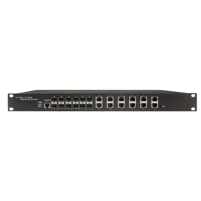 আউটডোর 24 পোর্ট L2 ম্যানেজড POE সুইচ 12RJ45 12SFP 15.4W/30W PoE আউটপুট পাওয়ার সহ