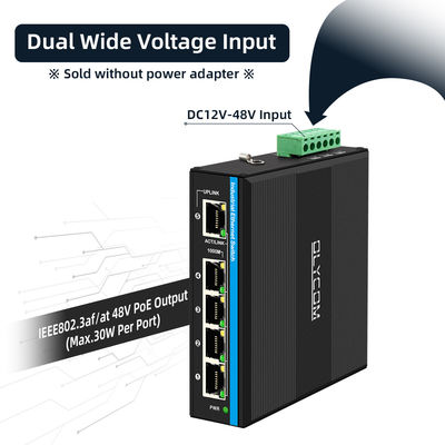 5 Por সৌর PoE সুইচ এমপিপিটি ব্যাটারি চালিত গিগাবিট ই-মার্ক নেটওয়ার্ক 120W DC12V/DC24V/DC48V ইনপুট