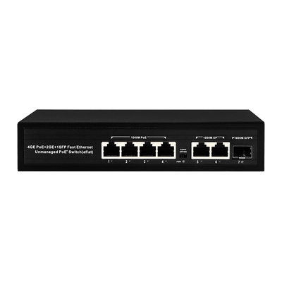 6 পোর্ট প্লাগ অ্যান্ড প্লে POE সুইচ 48V 1000Mbps পোর্ট IEEE 802.3 এফ / এথারনেট সুইচ POE আইপি ক্যামেরার জন্য উপযুক্ত