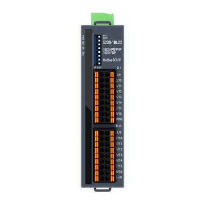 Modbus TCP/IP Slave I/O মডিউল 24VDC 2 RJ45 16 পোর্ট DI DO Din Rail NPN PNP সংযোগ
