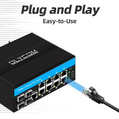 গিগাবিট ম্যানেজড সুইচ 12 পোর্ট ইথারনেট সুইচ 4SFP+8RJ45 DIN-Rail ডুয়াল পাওয়ার ইনপুট