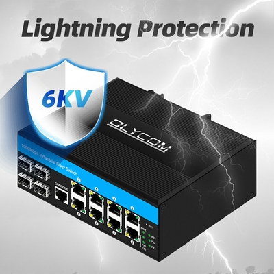গিগাবিট ম্যানেজড সুইচ 12 পোর্ট ইথারনেট সুইচ 4SFP+8RJ45 DIN-Rail ডুয়াল পাওয়ার ইনপুট
