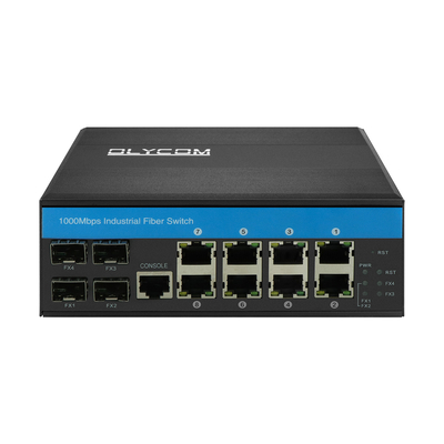 গিগাবিট ম্যানেজড সুইচ 12 পোর্ট ইথারনেট সুইচ 4SFP+8RJ45 DIN-Rail ডুয়াল পাওয়ার ইনপুট