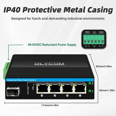 5 পোর্ট 10/100/1000mbps ইথারনেট সুইচ 4RJ45+1SFP আউটডোর পো সুইচ প্রস্তুতকারক