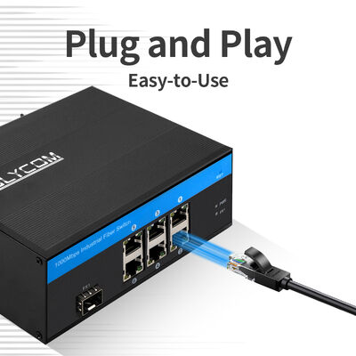 6 পোর্ট ইন্ডাস্ট্রিয়াল গিগাবিট ফাইবার ইথারনেট স্যুইচ অপরিচালিত ফ্যানহীন রুজড ডিজাইন সিই