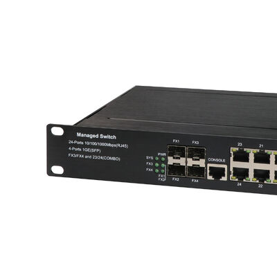 24 Port Managed PoE Switch 2.5G Fiber Uplinks 1U Rack AC220V Powered Vitesse Chip CE