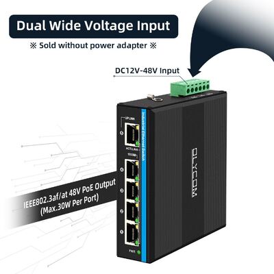 সিসিটিভি সিস্টেমের জন্য ইন্ডাস্ট্রিয়াল সোলার পিওই সুইচ DC12-48V 240W ওয়েব ম্যানেজড নেটওয়ার্ক সুইচ