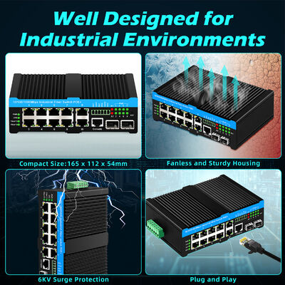 8 পোর্ট 2.5G ইন্ডাস্ট্রিয়াল পো স্যুইচ 90w নেটওয়ার্ক POE++ PTZ ক্যামেরার জন্য পরিচালিত সুইচ