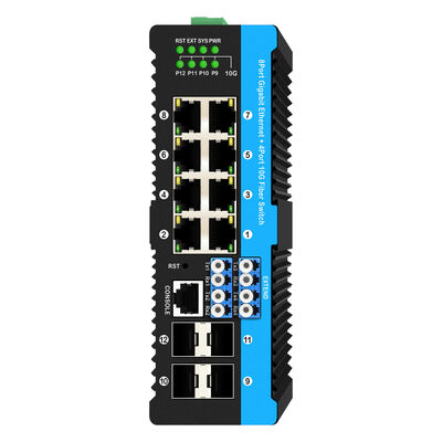 কঠিন পরিবেশের জন্য 4x10G SFP+ পোর্ট এবং 8x10/100/1000Mbps PoE পোর্ট সহ ইন্ডাস্ট্রিয়াল ফাইবার বাইপাস সুইচ