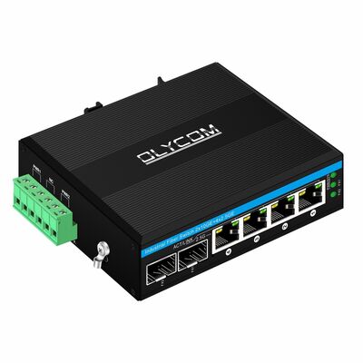 ইন্ডাস্ট্রিয়াল 2.5G PoE ফাইবার সুইচ 4 পোর্ট PoE+ 2 SFP 10G Uplink DIN রেল সহ