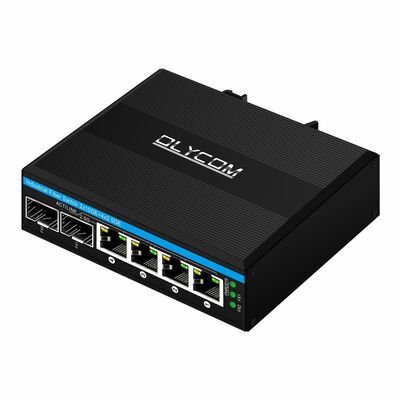 ইন্ডাস্ট্রিয়াল 2.5G PoE ফাইবার সুইচ 4 পোর্ট PoE+ 2 SFP 10G Uplink DIN রেল সহ