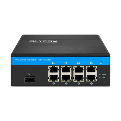 8 পোর্ট জিগাবিট ফাইবার সুইচ POE 30W এবং 1 Uplink SFP পোর্ট ডিন রেল সহ